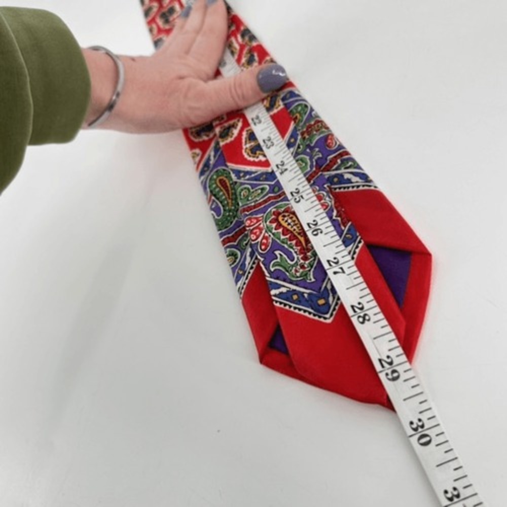 Ralph‎ Lauren Purple Label Tie Mens Red Paisley Silk Made in Italy Luxury Dandy - Picture 10 of 11
